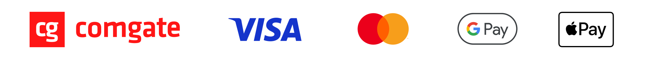 Platby zajišťuje Comgate — Visa, Mastercard, Google Pay, Apple Pay